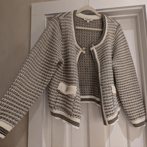 Nanette Lepore Tweed Cardigan L - Picture 10 of 14